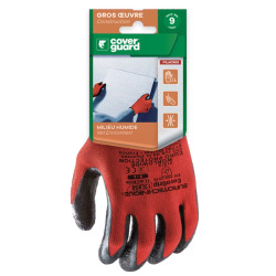 Gants EUROLITE 13L850 J13 PE rouge end. latex noir *CAR* - Taille 10 Coverguard