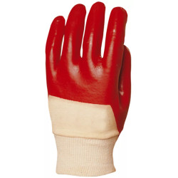 GANTS PVC ROUGES POIGNET TRICOT T10