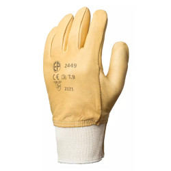 Gants fleur vachette beige, protège artère - Taille 9/L