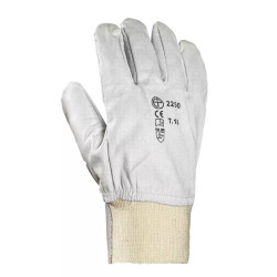 GANTS FLEUR POIGNET TRICOT BLANC