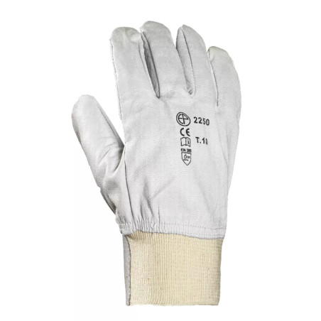 GANTS FLEUR POIGNET TRICOT BLANC