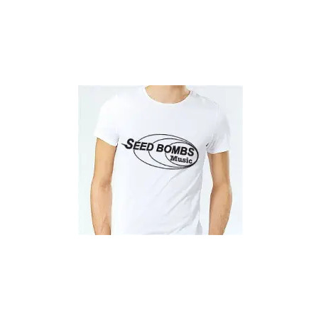 TEE SHIRT BLANC POCKET en taille M avec logo SEED BOMBS MUSIC