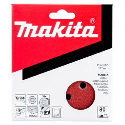 Disques abrasifs grain 80 Ø125 mm auto-agrippant 8 trous (bois/métal) - Makita