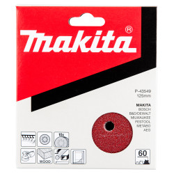 Disques abrasifs grain 60 Ø125 mm auto-agrippant 8 trous (bois/métal) - P43549 Makita