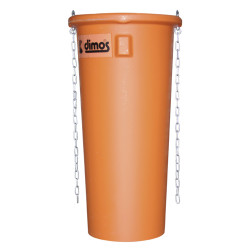 Goulotte à gravat orange avec chaînes