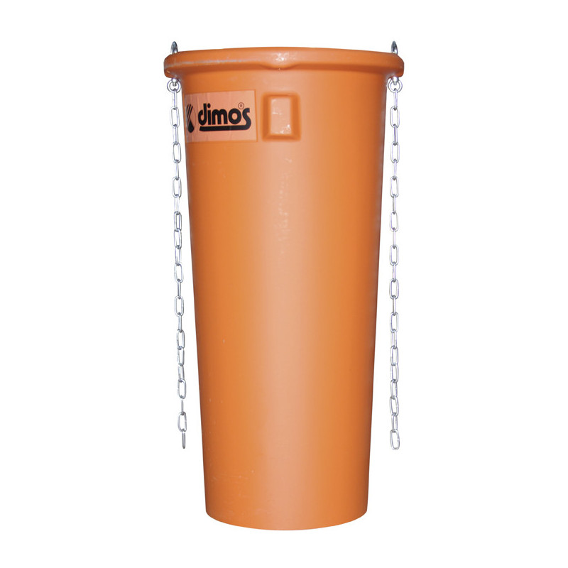 Goulotte à gravat orange avec chaînes Goulotte à gravat orange avec chaînes